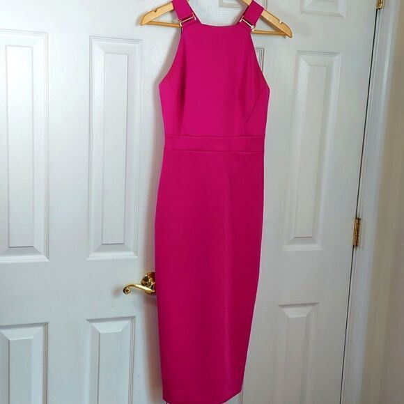 Ted Baker London Andice Fuschia Bodycon Midi Dress Sz 4 - Picture 3 of 15